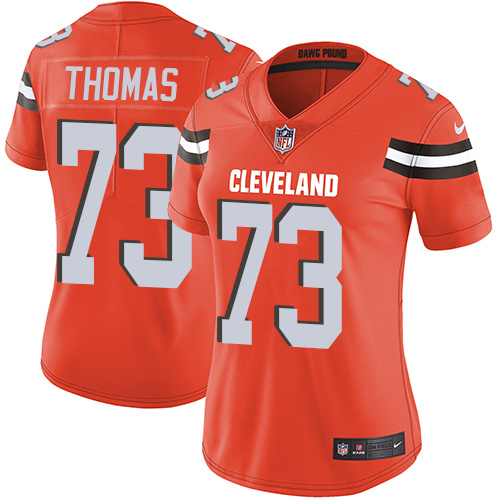 Nike Browns #73 Joe Thomas Orange Alternate Women's Stitched NFL Vapor Untouchable Limited Jersey